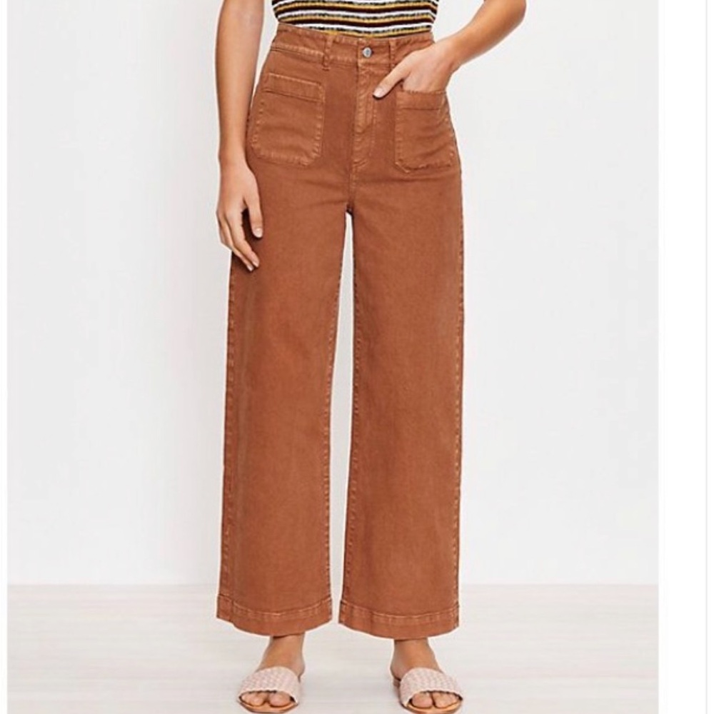 Loft Women’s Patch Pocket Wide-Leg Crop Jeans
